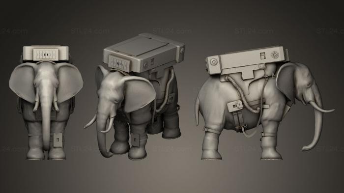 Animal figurines (Elephant Astronaut, STKJ_0261) 3D models for cnc